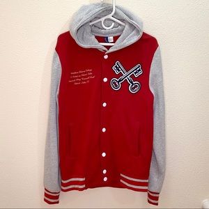 Divided Men’s Gray & Red, Varsity Hoodie, Size M